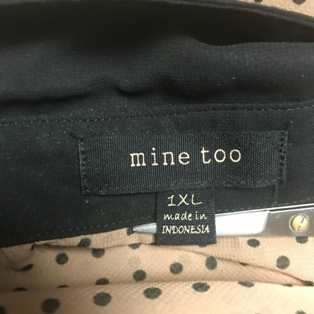 Mine Too Black Tan Polka Dot Button Down Top XL - Picture 8 of 8